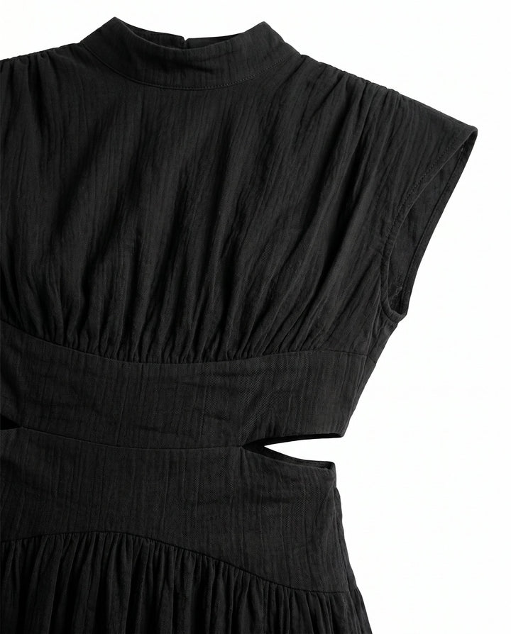 Julie | Cozy High Neck Cutout Waist Holiday Dress