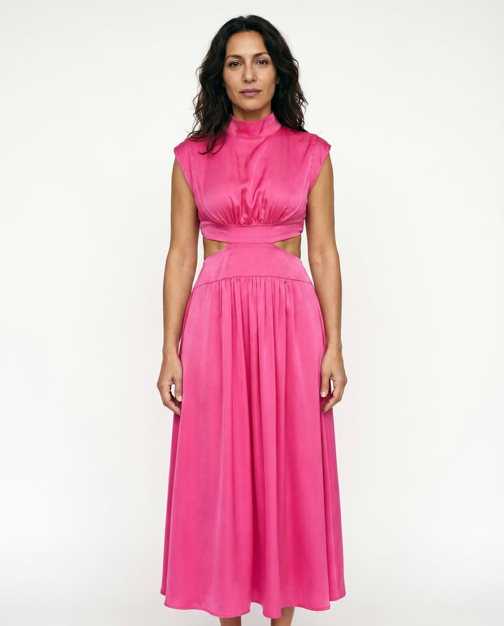 Julie | Cozy High Neck Cutout Waist Holiday Dress