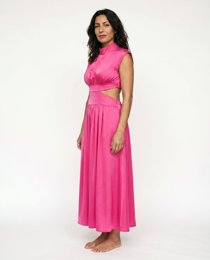 Julie | Cozy High Neck Cutout Waist Holiday Dress