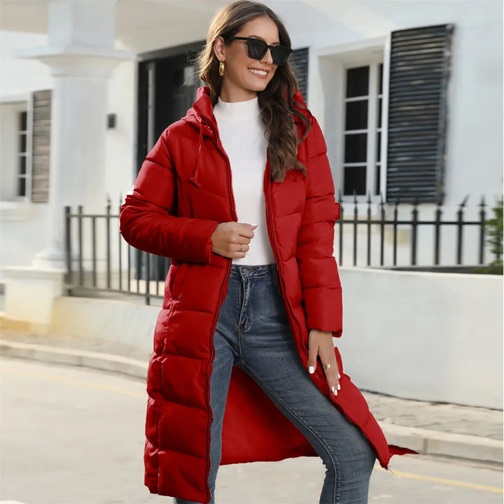 Julie | Elegant Long Hooded Quilted Puffer Jacket