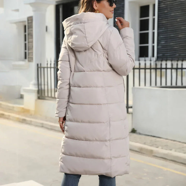 Julie | Elegant Long Hooded Quilted Puffer Jacket