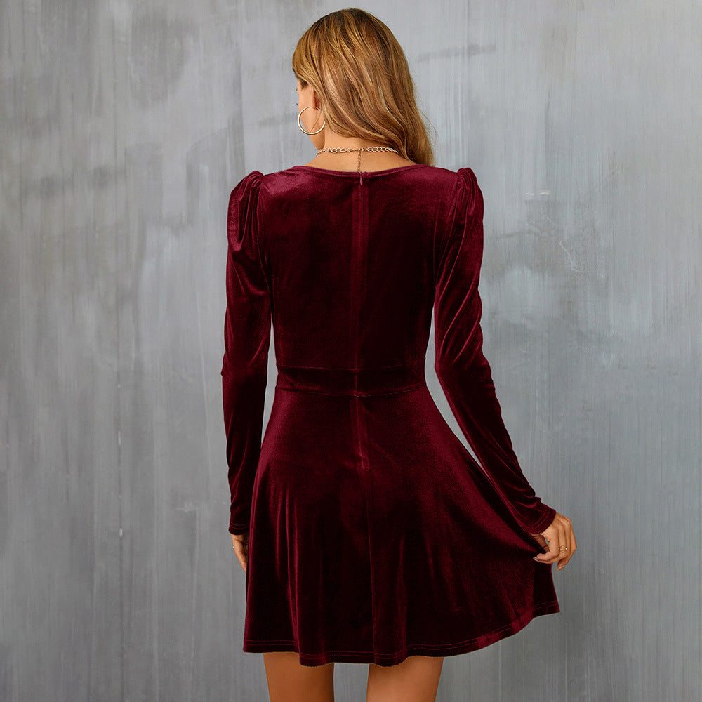 Julie | Refined Velvet Wrap V-Neck Mini Dress
