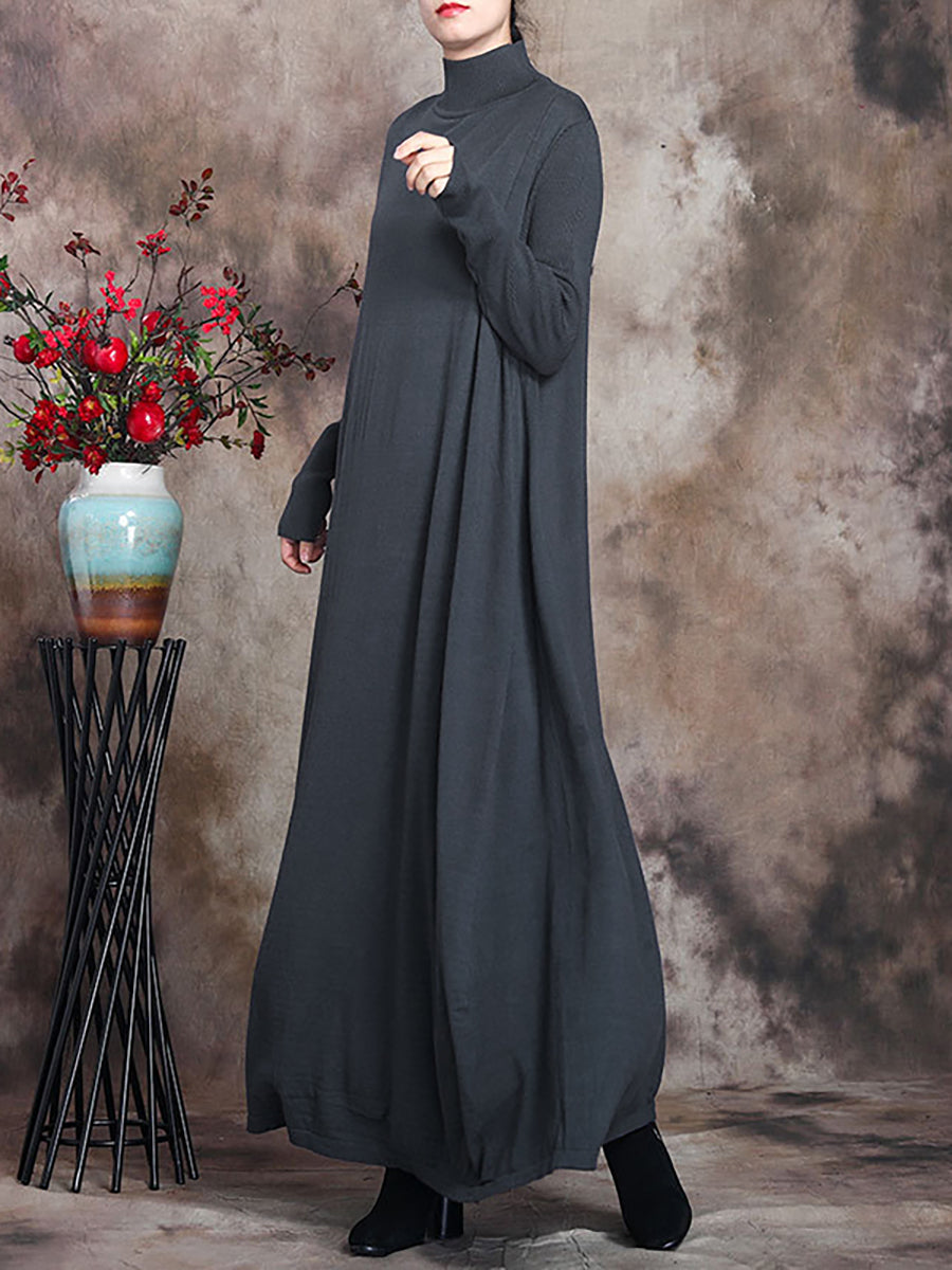 Julie | Sophisticated Turtleneck Long Sleeve Maxi Sweater Dress