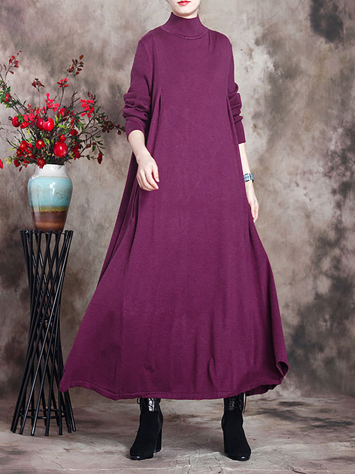 Julie | Sophisticated Turtleneck Long Sleeve Maxi Sweater Dress