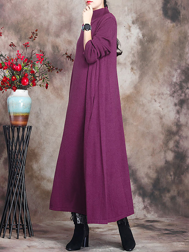 Julie | Sophisticated Turtleneck Long Sleeve Maxi Sweater Dress