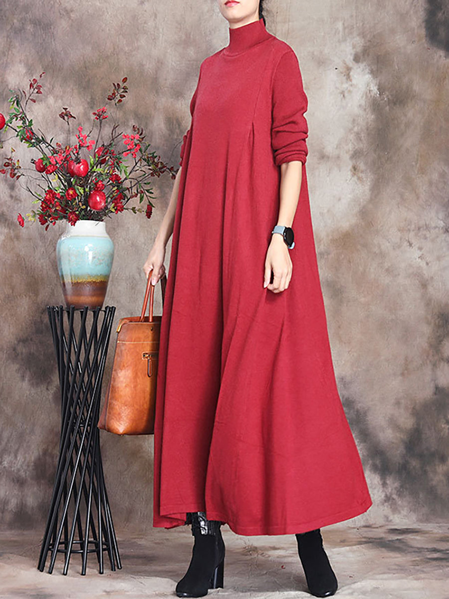 Julie | Sophisticated Turtleneck Long Sleeve Maxi Sweater Dress