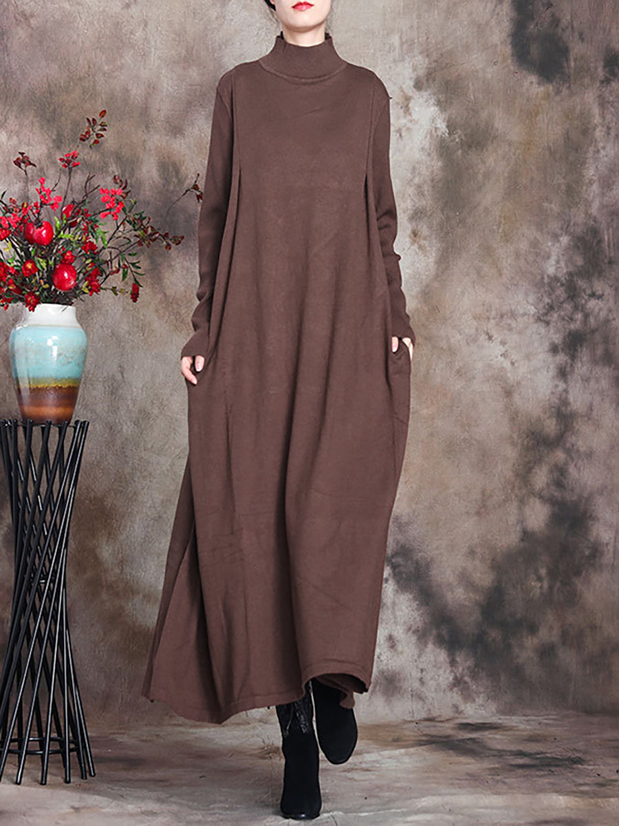 Julie | Sophisticated Turtleneck Long Sleeve Maxi Sweater Dress