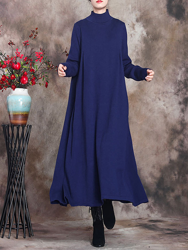 Julie | Sophisticated Turtleneck Long Sleeve Maxi Sweater Dress