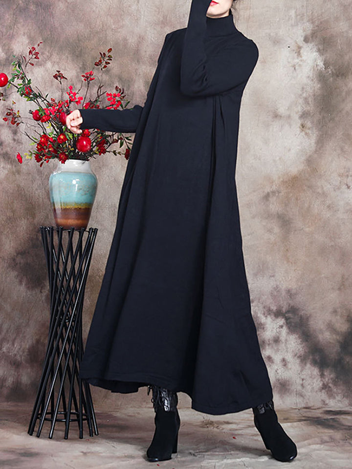 Julie | Sophisticated Turtleneck Long Sleeve Maxi Sweater Dress