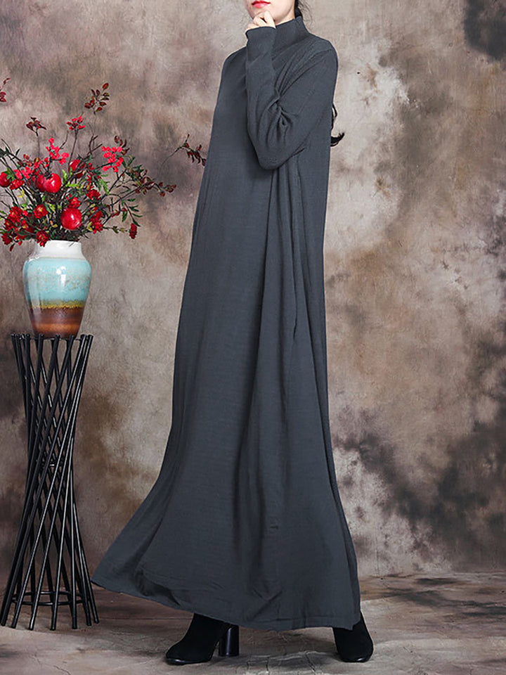 Julie | Sophisticated Turtleneck Long Sleeve Maxi Sweater Dress