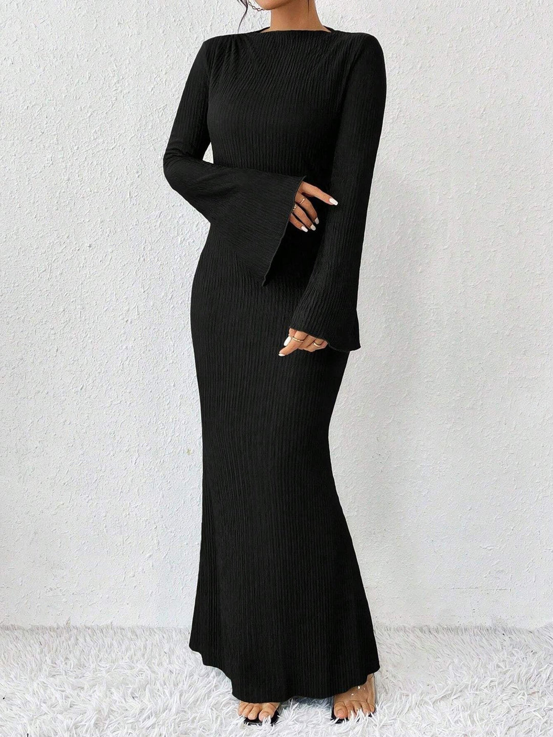 Karen | Relaxed Mock Neck Maxi Bodycon Sweater Dress