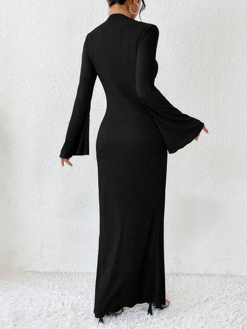 Karen | Relaxed Mock Neck Maxi Bodycon Sweater Dress