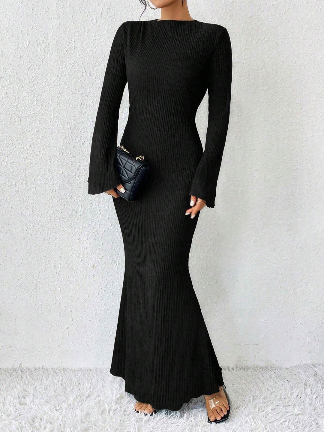 Karen | Relaxed Mock Neck Maxi Bodycon Sweater Dress