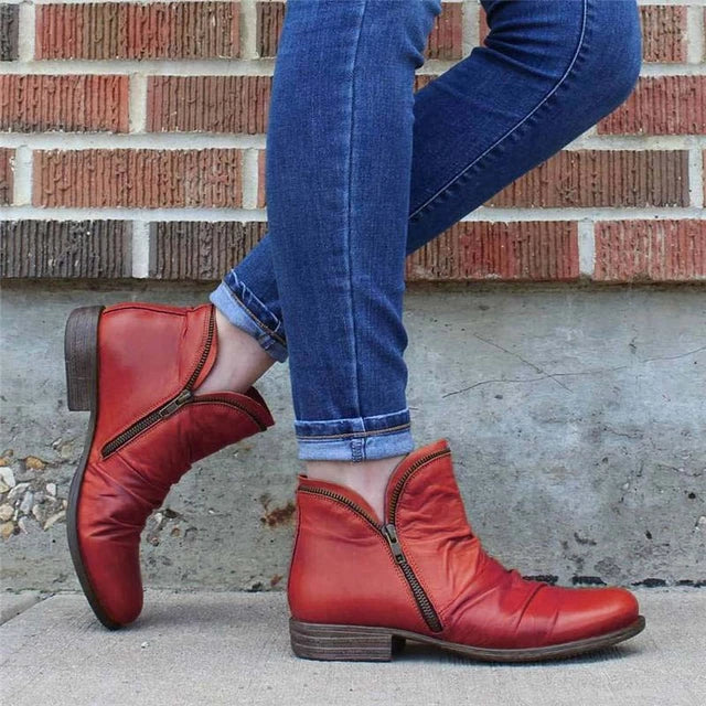 Katherine | Chic Side Zip Ruched Ankle Boots