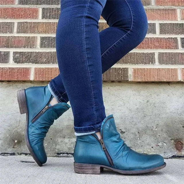 Katherine | Chic Side Zip Ruched Ankle Boots