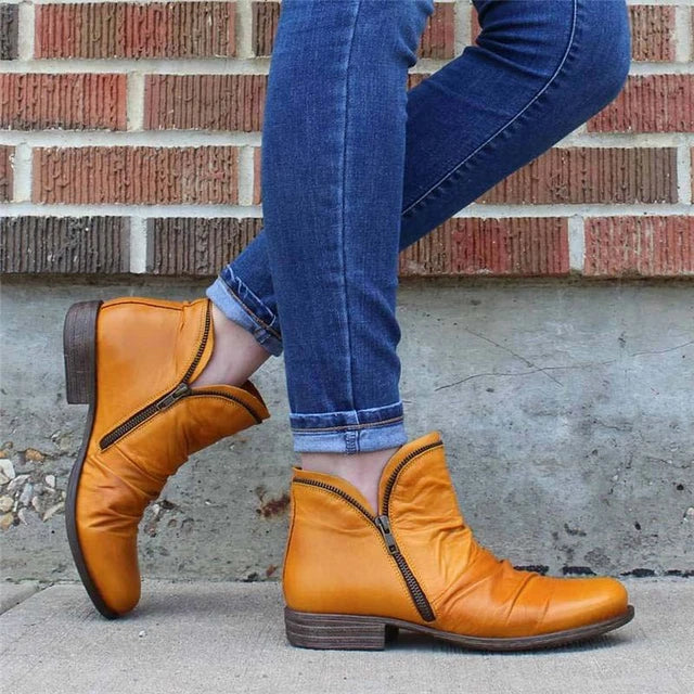 Katherine | Chic Side Zip Ruched Ankle Boots