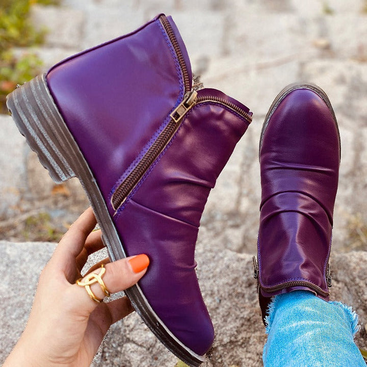 Katherine | Chic Side Zip Ruched Ankle Boots
