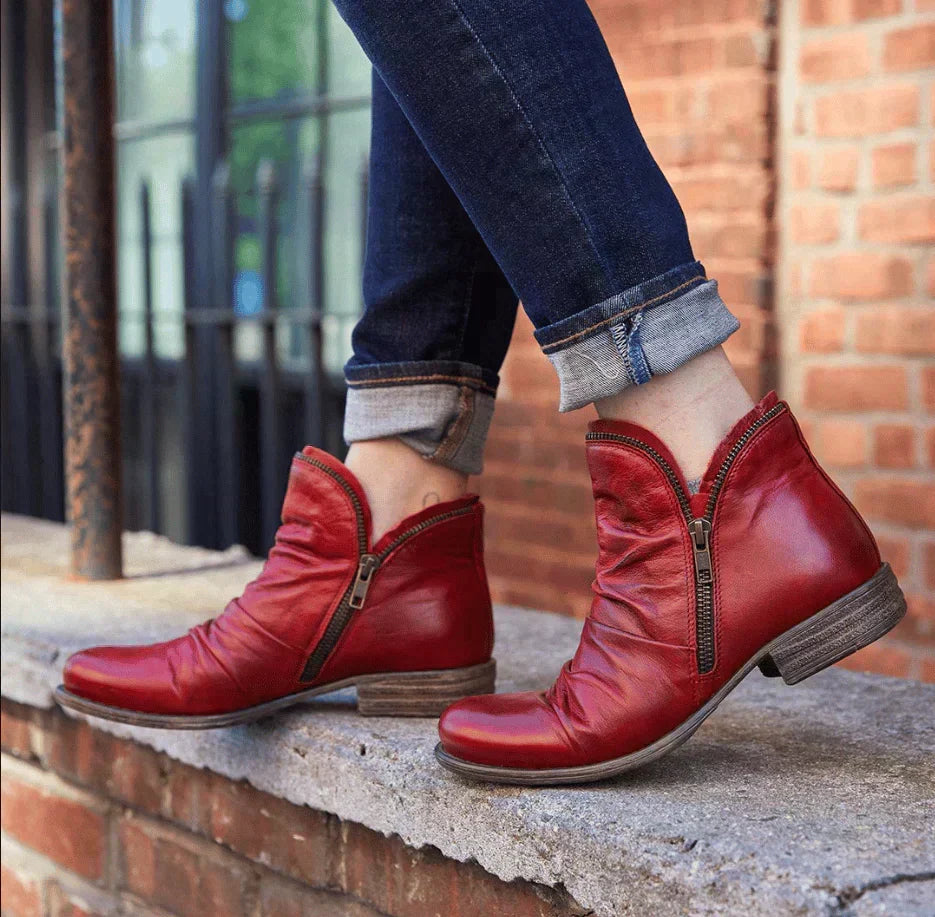 Katherine | Chic Side Zip Ruched Ankle Boots