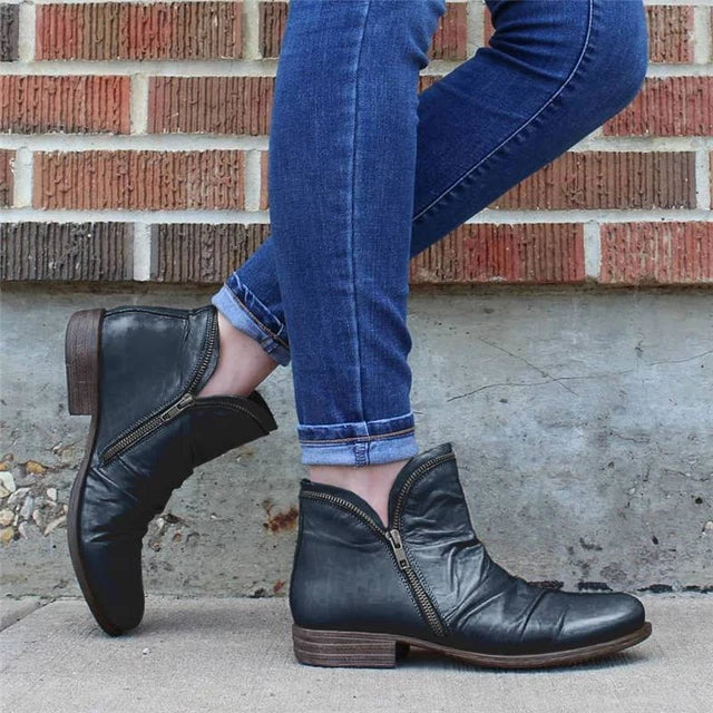 Katherine | Chic Side Zip Ruched Ankle Boots