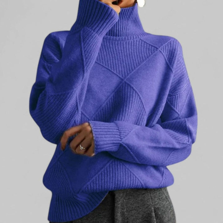 Katherine | Classic Oversized Diamond-Knit Turtleneck Sweater