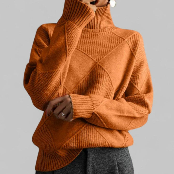 Katherine | Classic Oversized Diamond-Knit Turtleneck Sweater