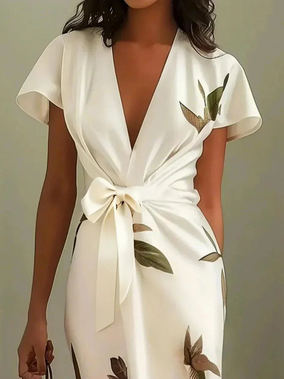 Katherine | Classic Wrap Floral Fall Wedding Guest Midi Dress