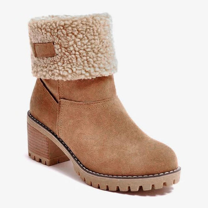 Katherine | Cozy Cuffed Block Heel Winter Boots Women
