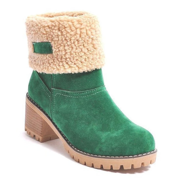 Katherine | Cozy Cuffed Block Heel Winter Boots Women