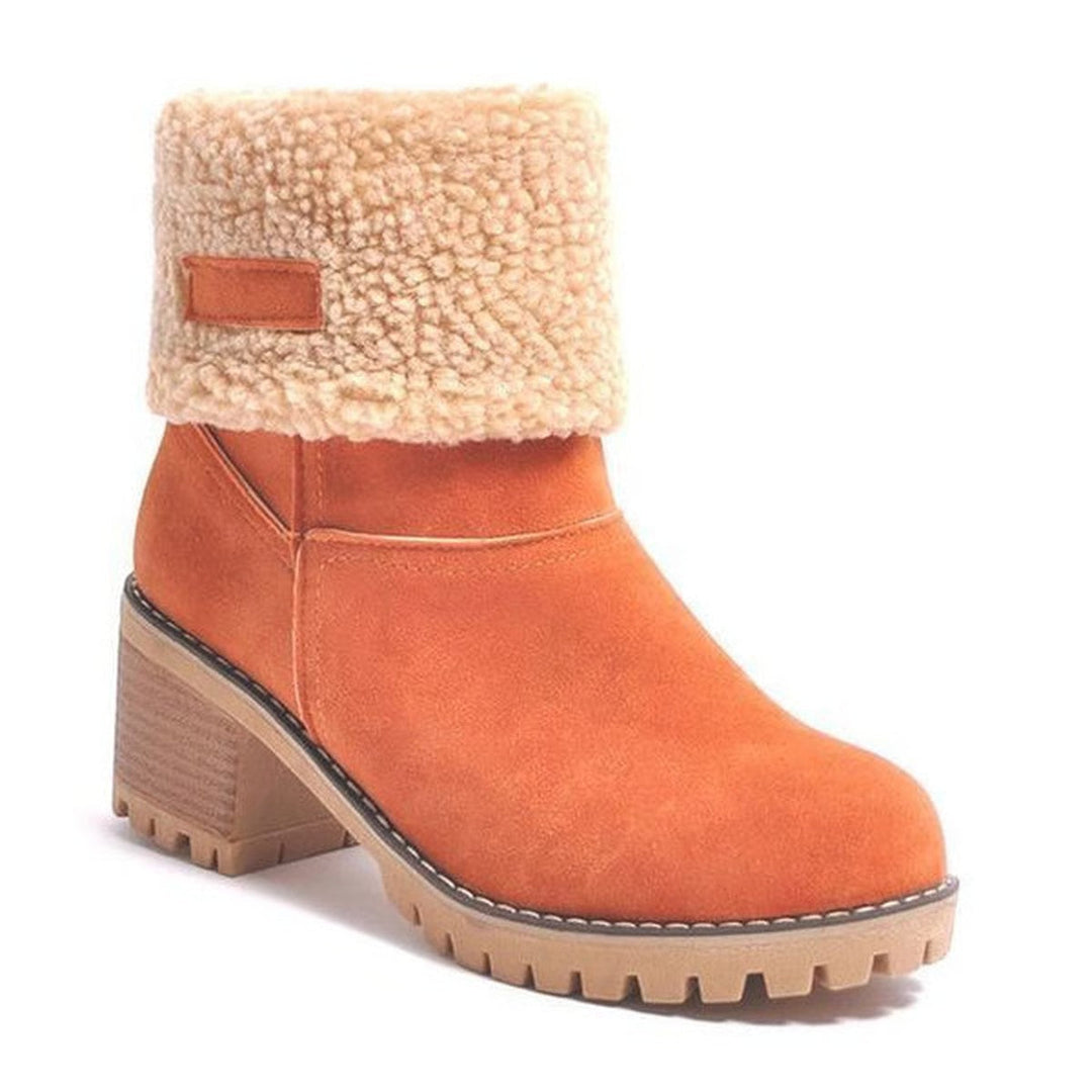 Katherine | Cozy Cuffed Block Heel Winter Boots Women