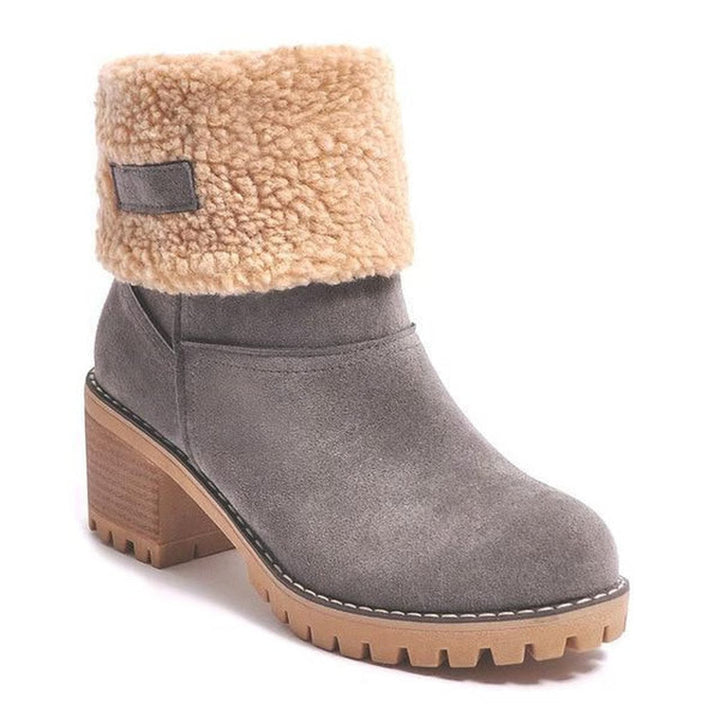 Katherine | Cozy Cuffed Block Heel Winter Boots Women