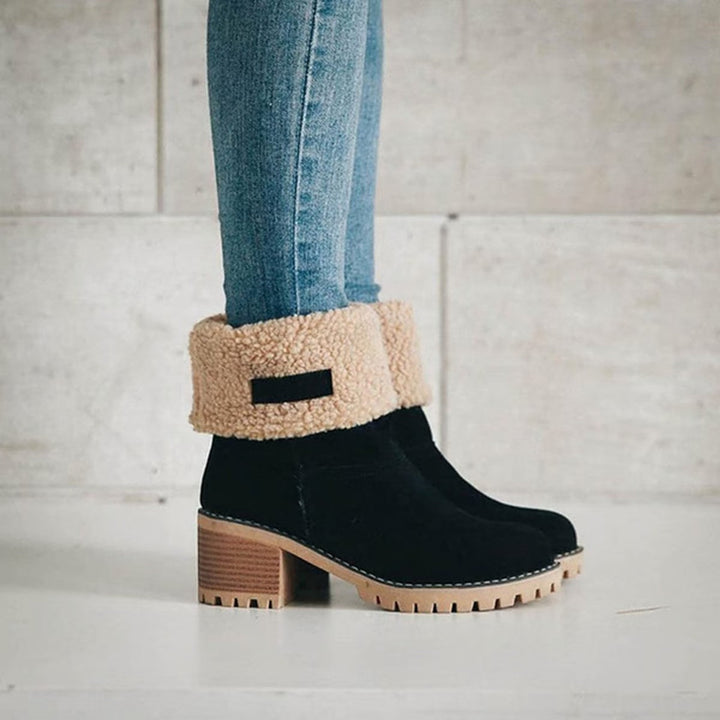 Katherine | Cozy Cuffed Block Heel Winter Boots Women
