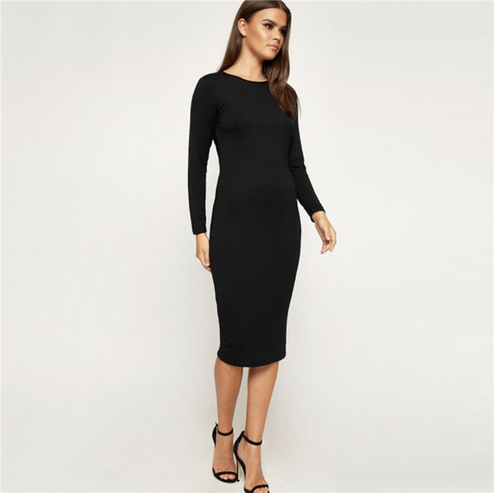 Katherine | Cozy Long Sleeve Bodycon Midi Sweater Dress