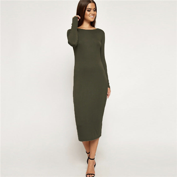 Katherine | Cozy Long Sleeve Bodycon Midi Sweater Dress