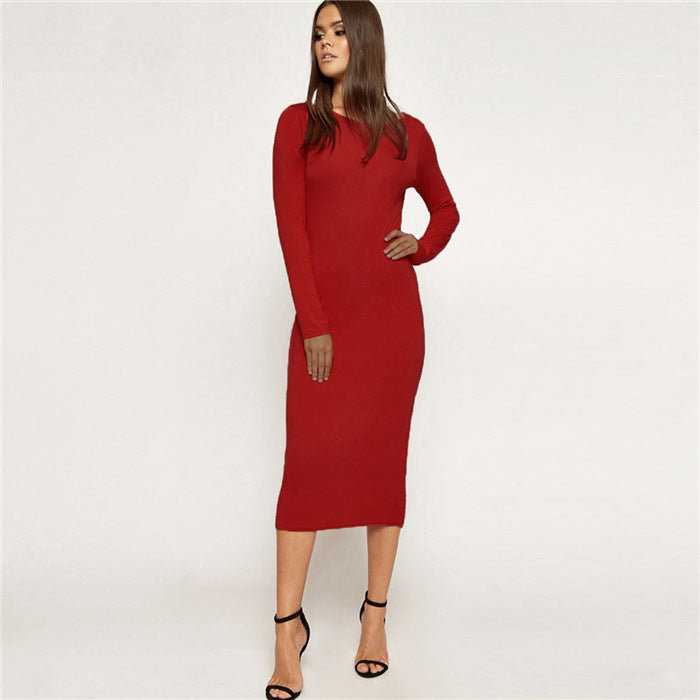 Katherine | Cozy Long Sleeve Bodycon Midi Sweater Dress