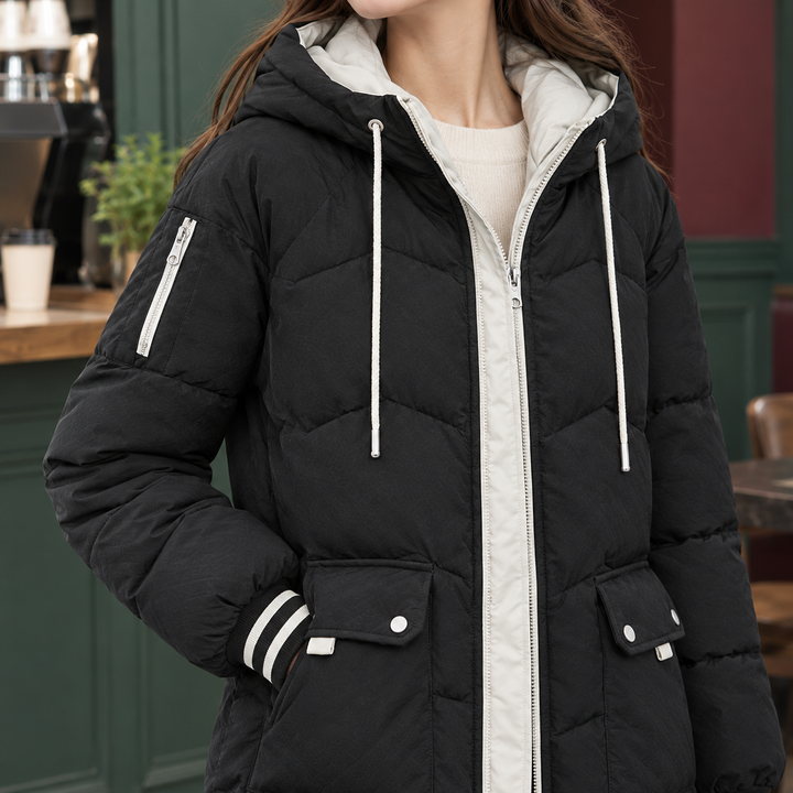 Katherine | Refined Hooded Longline Quilted Puffer Jacket