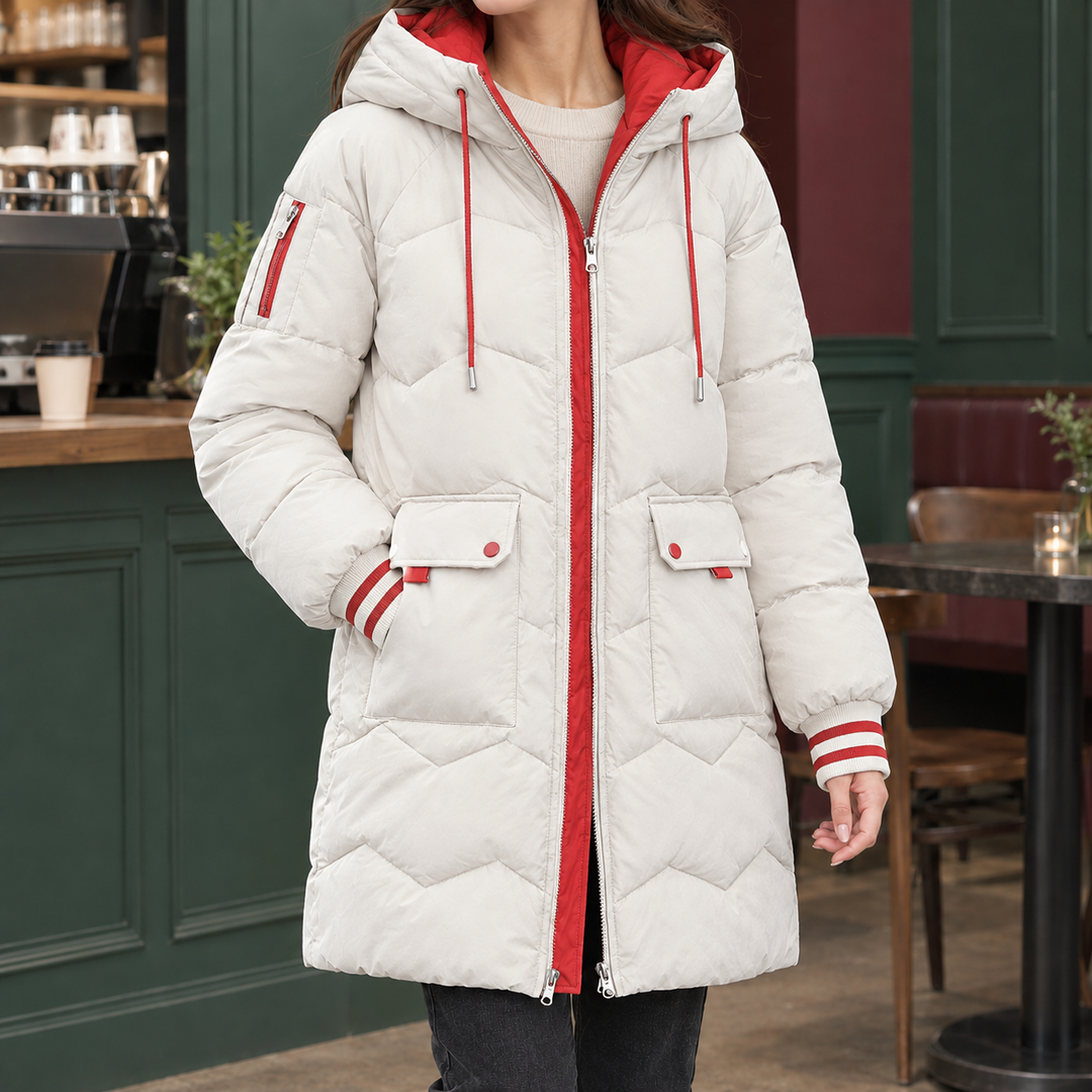Katherine | Refined Hooded Longline Quilted Puffer Jacket