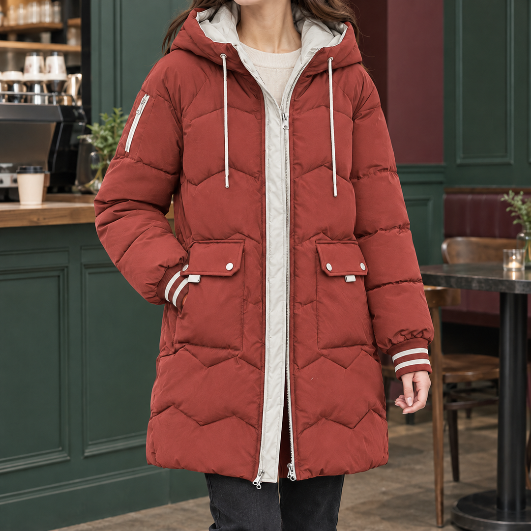 Katherine | Refined Hooded Longline Quilted Puffer Jacket