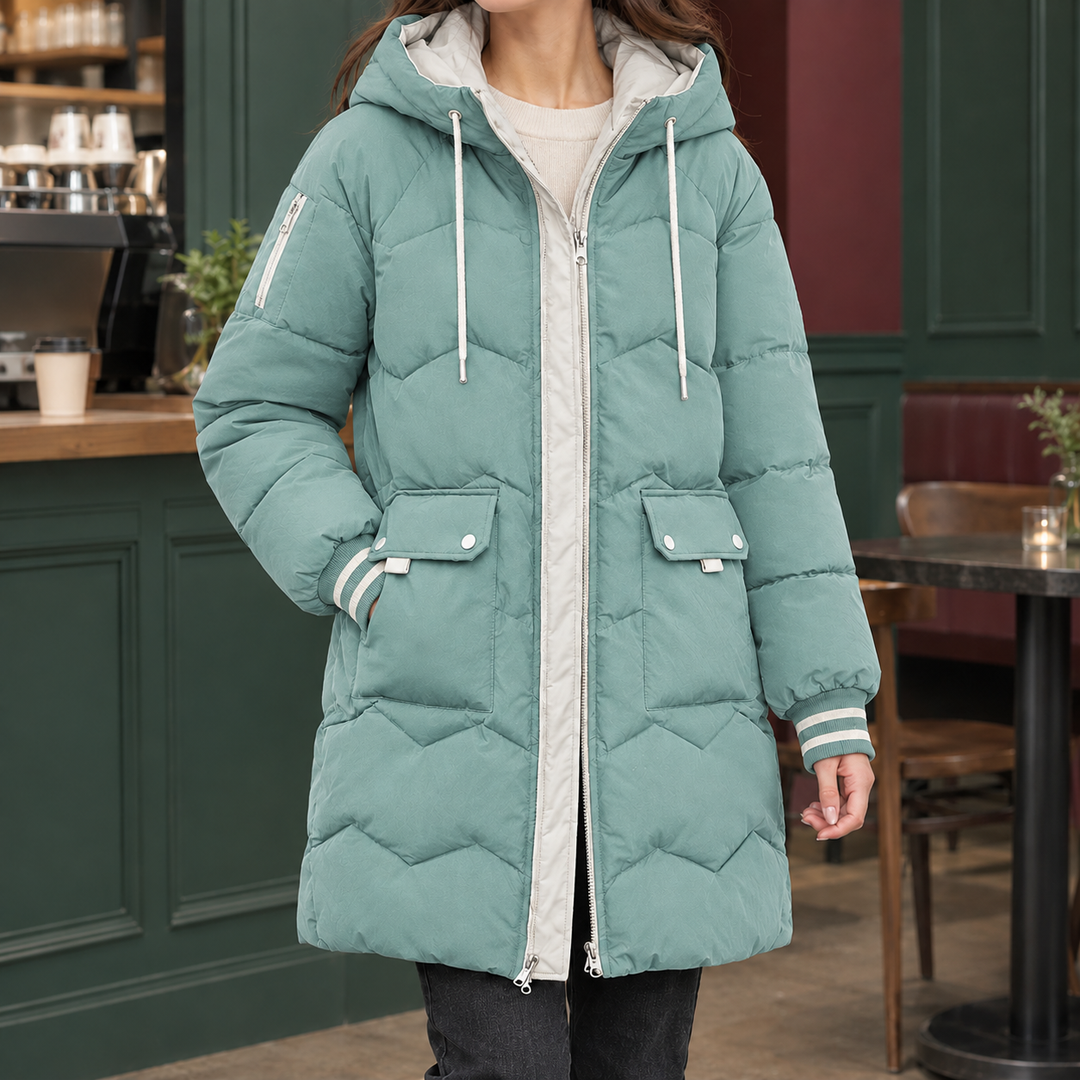 Katherine | Refined Hooded Longline Quilted Puffer Jacket