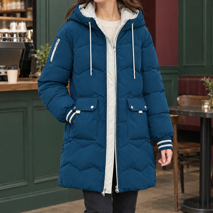 Katherine | Refined Hooded Longline Quilted Puffer Jacket