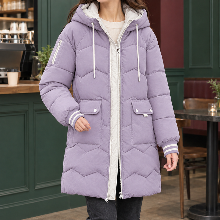 Katherine | Refined Hooded Longline Quilted Puffer Jacket
