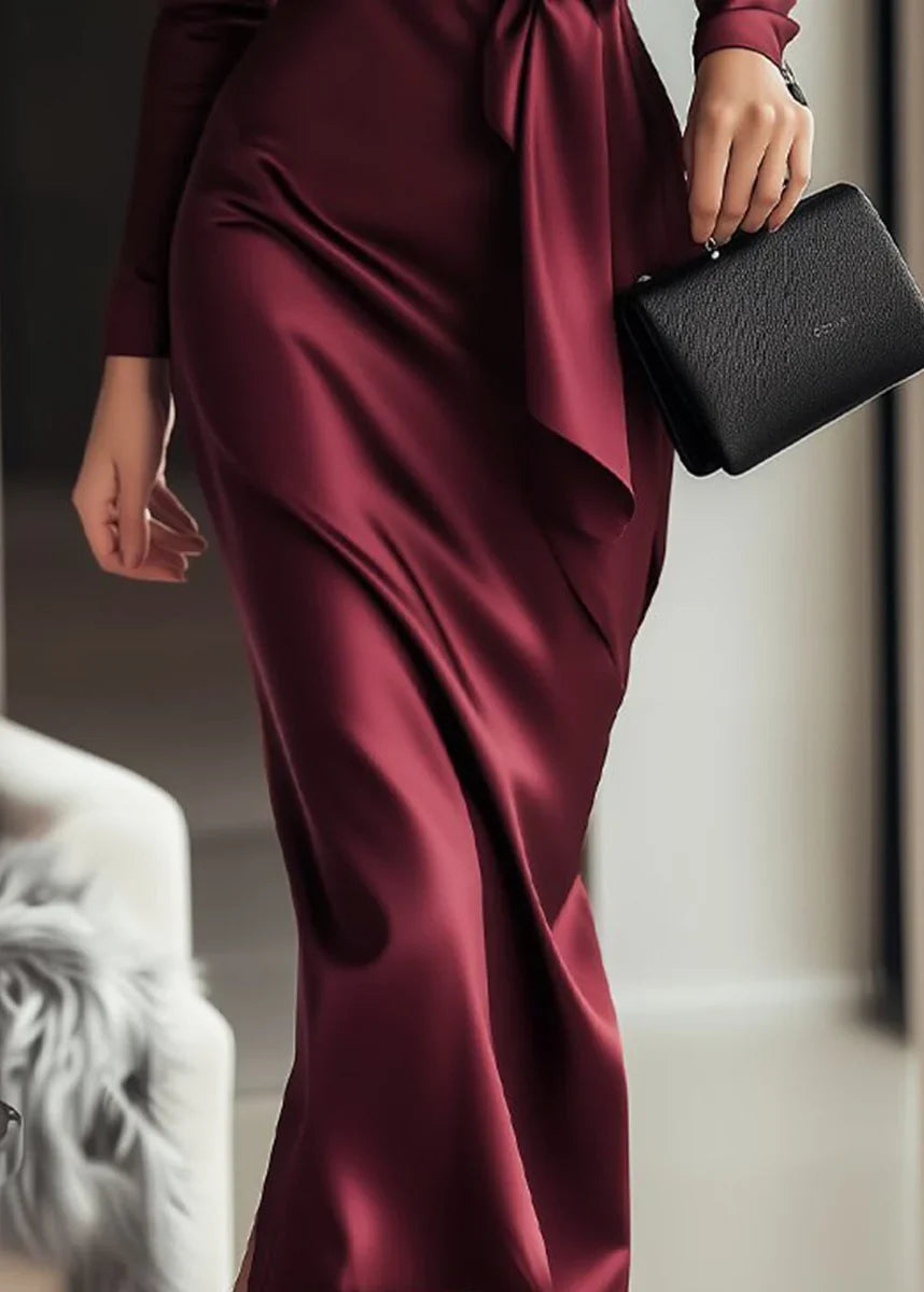 Kathleen | Chic Wrap V-Neck Fall Wedding Guest Maxi Dress