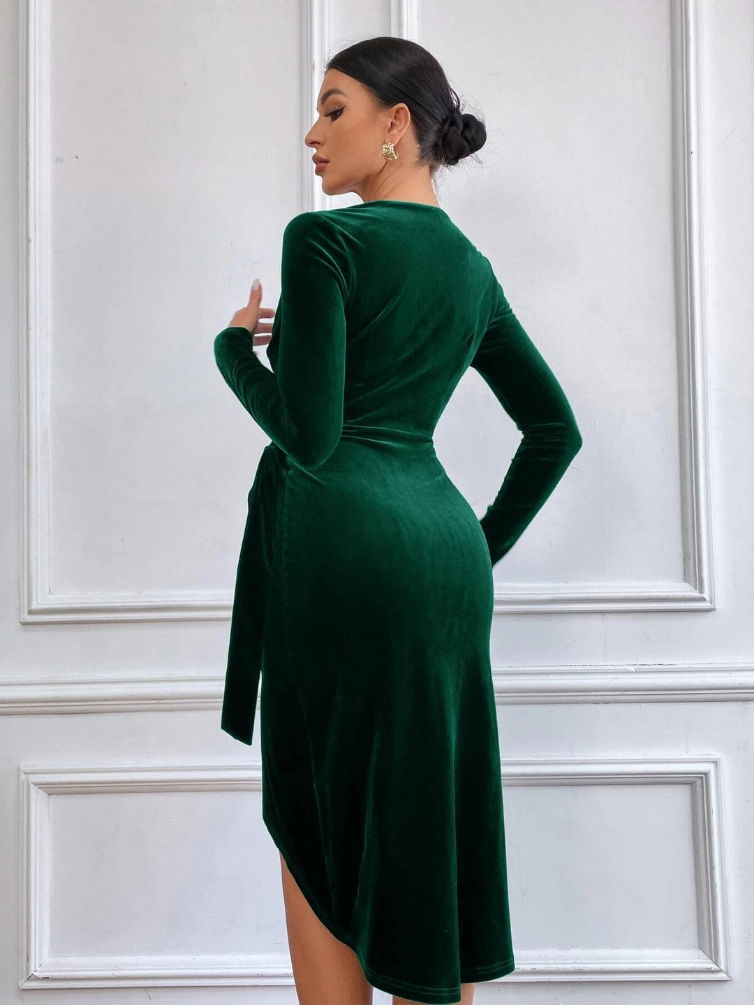 Kathleen | Refined Wrap Fall Wedding Guest Midi Dress