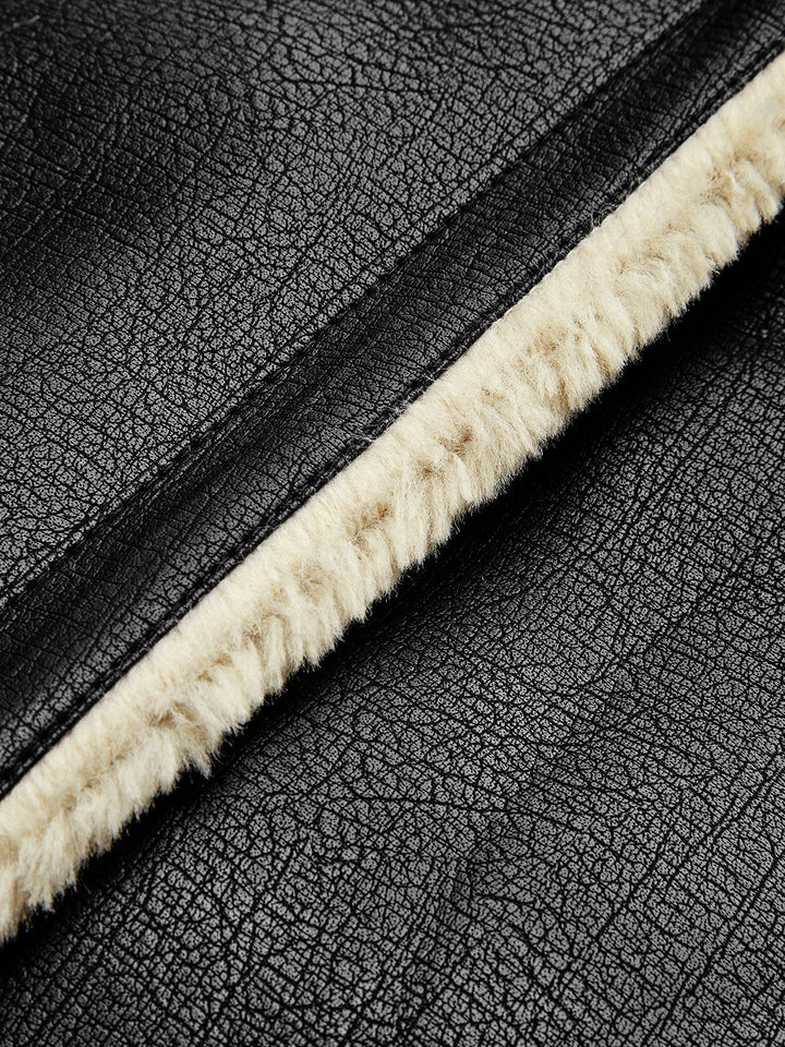 Kathryn | Elegant Sherpa Lined Shearling Moto Jacket