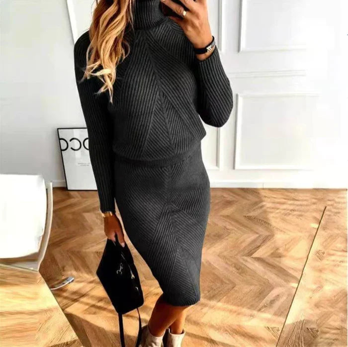 Kathryn | Refined Turtleneck Midi Sweater Dress