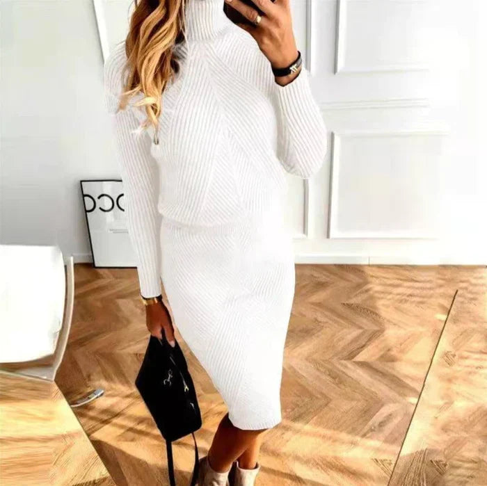Kathryn | Refined Turtleneck Midi Sweater Dress