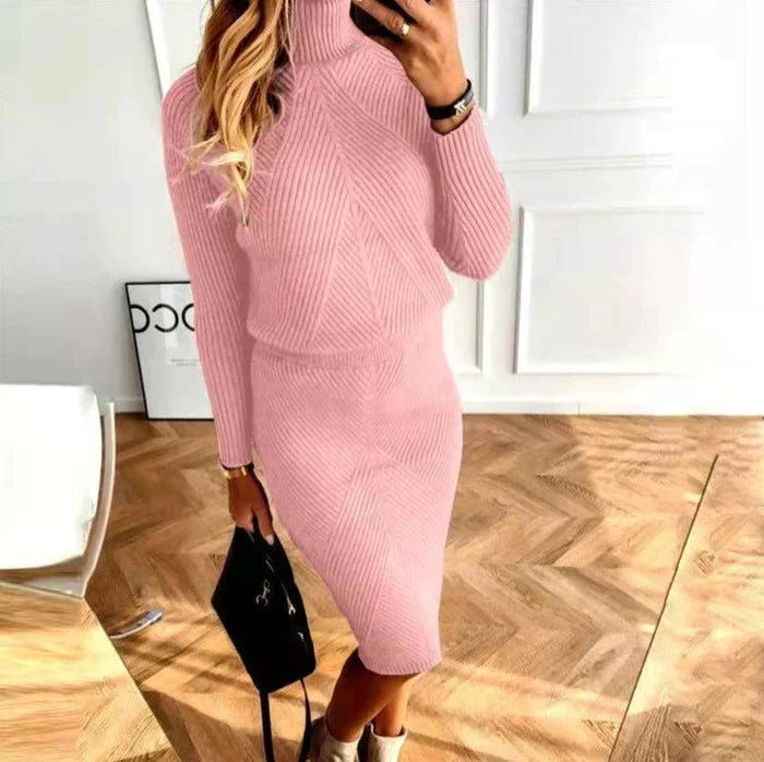 Kathryn | Refined Turtleneck Midi Sweater Dress