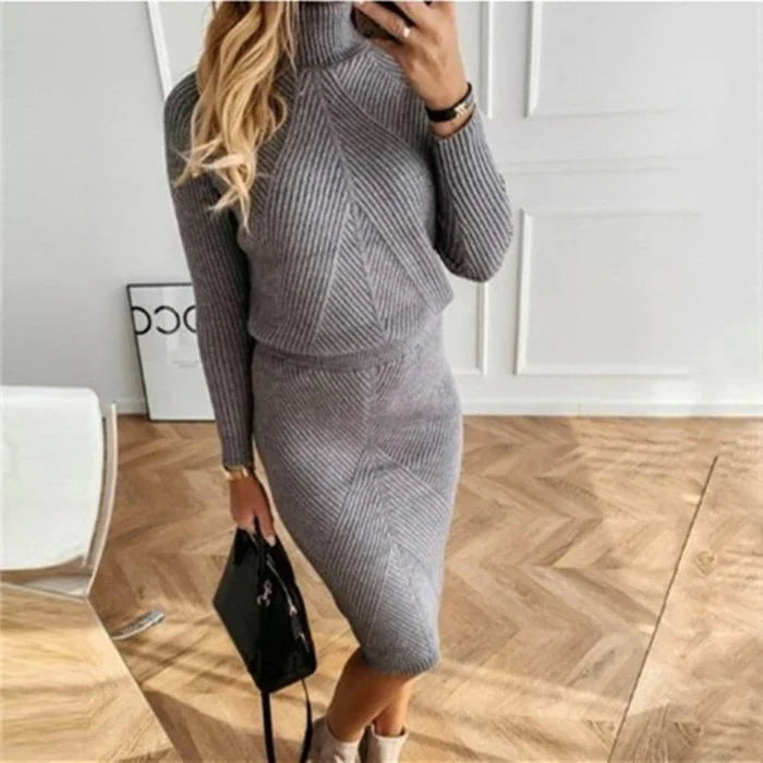 Kathryn | Refined Turtleneck Midi Sweater Dress