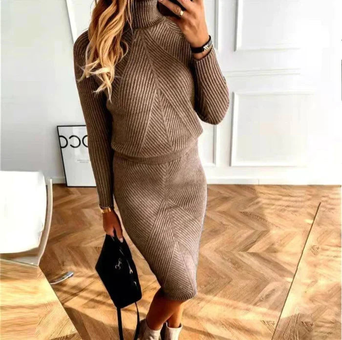 Kathryn | Refined Turtleneck Midi Sweater Dress