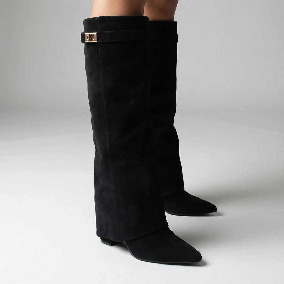 Kathryn | Timeless Fold-Over Pointed Toe Knee High Boots