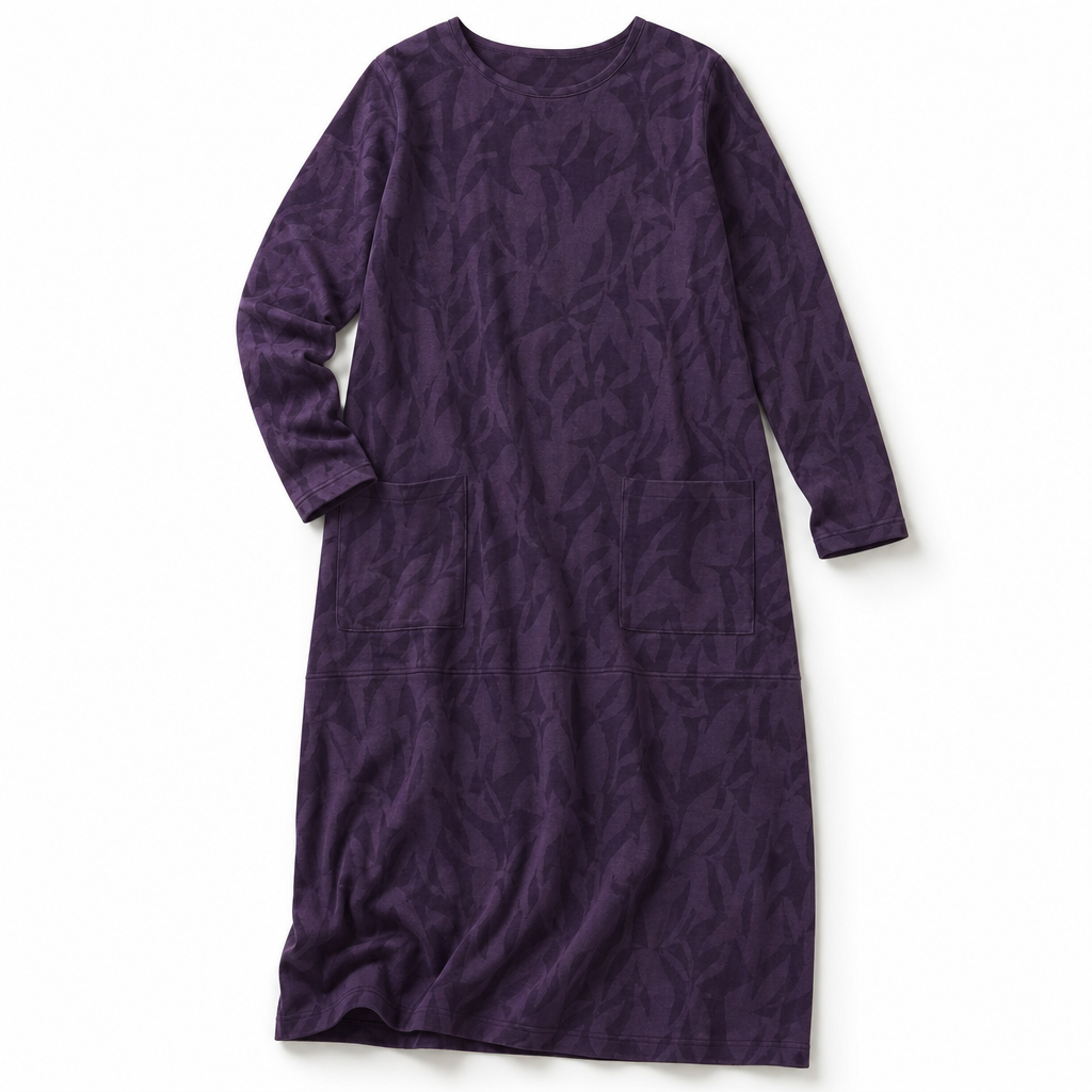 Kayla | Chic Leaf Print Midi Sweater Dress with Pockets